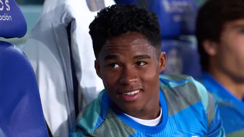 Endrick marcou seu primeiro gol pelo Lyon. (Photo by Aitor Alcalde/Getty Images)