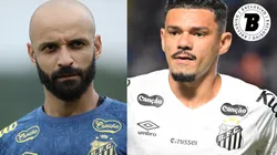 Thaciano e Tiquinho Soares buscam espaço no Santos - Fotos: Reinaldo Campos/AGIF e Jota Erre/AGIF