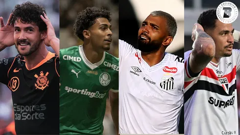 Corinthians, Palmeiras, Santos e São Paulo estrearam pelo Paulistão 2026. Fotos: Ettore Chiereguini, Fernando Moreno, Mauricio De Souza e Jota Erre (AGIF)
