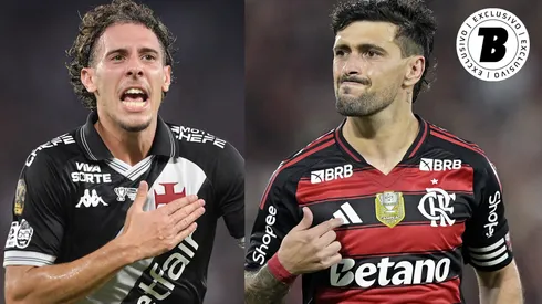 Nuno Moreira e Arrascaeta são os principais estrangeiros de Vasco e Flamengo – Fotos: Thiago Ribeiro/AGIF e Alexandre Loureiro/AGIF