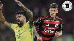 Lucas Paquetá e Carrascal podem ser companheiros no Flamengo - Fotos: Alexandre Loureiro/AGIF e Thiago Ribeiro/AGIF