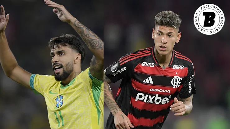 Lucas Paquetá e Carrascal podem ser companheiros no Flamengo - Fotos: Alexandre Loureiro/AGIF e Thiago Ribeiro/AGIF