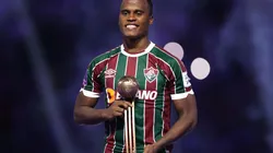 JEDDAH, SAUDI ARABIA - DECEMBER 22: Jhon Arias of Fluminense poses for a photo with the Bronze Ball award following the FIFA Club World Cup Saudi Arabia 2023 Final between Manchester City and Fluminense at King Abdullah Sports City on December 22, 2023 in Jeddah, Saudi Arabia. (Photo by Francois Nel/Getty Images)