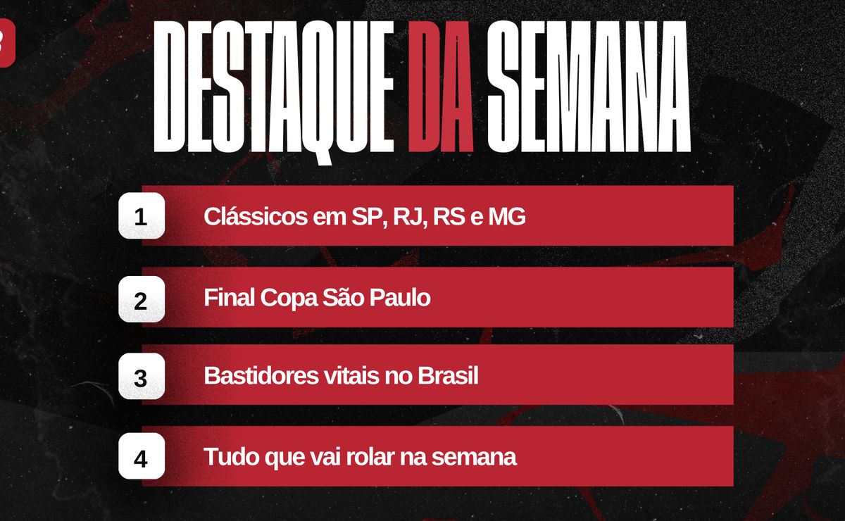 Agenda do futebol da semana 19/01/26 a 25/01/26: clássicos, final Copinha e bastidores