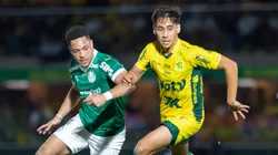 Vitor Roque, jogador do Palmeiras durante partida contra o Mirassol no estadio Jose Maria de Campos Maia pelo campeonato Brasileiro A 2025. Foto: Joisel Amaral/AGIF