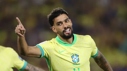Lucas Paqueta jogador do Brasil comemora seu gol durante a partida contra o Chile no Maracana no Rio de Janeiro (RJ), pelas Eliminatorias da Copa do Mundo 2026. Foto: Marlon Costa/AGIF

