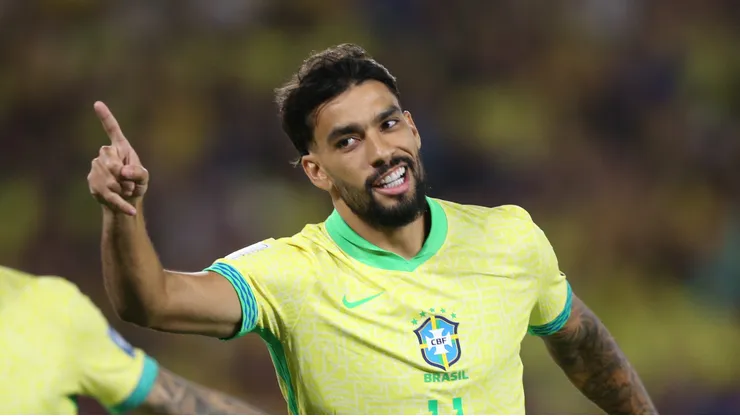Lucas Paqueta jogador do Brasil comemora seu gol durante a partida contra o Chile no Maracana no Rio de Janeiro (RJ), pelas Eliminatorias da Copa do Mundo 2026. Foto: Marlon Costa/AGIF
