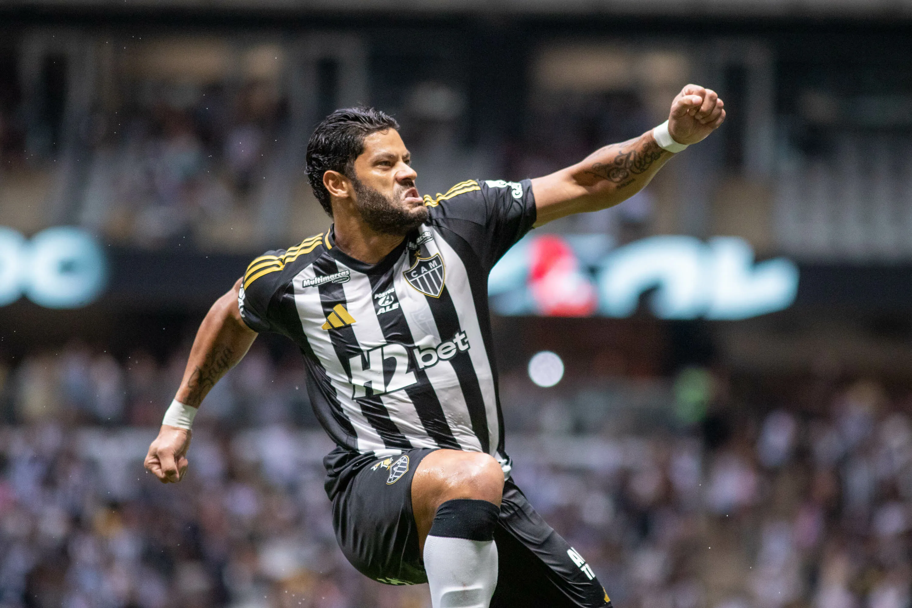 MG – BELO HORIZONTE – 07/12/2025 – BRASILEIRO A 2025, ATLETICO-MG X VASCO – Hulk jogador do Atletico-MG comemora seu gol durante partida contra o Vasco no estadio Arena MRV pelo campeonato Brasileiro A 2025. Foto: Fernando Moreno/AGIF