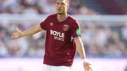 Guido Rodríguez, volante do West Ham em partida pelo campeonato inglês (Foto: Richard Pelham/Getty Images)