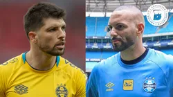 Thiago Volpi e Weverton. Fotos: Liamara Polli/AGIF e LUCAS UEBEL/GREMIO FBPA