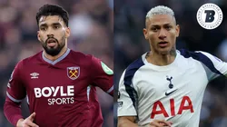 Lucas Paquetá e Richarlison. Foto: Justin Setterfield/Getty Images - Eddie Keogh/Getty Images