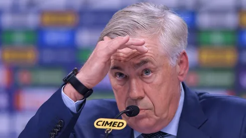 Ancelotti durante coletiva pela Seleção Brasileira.