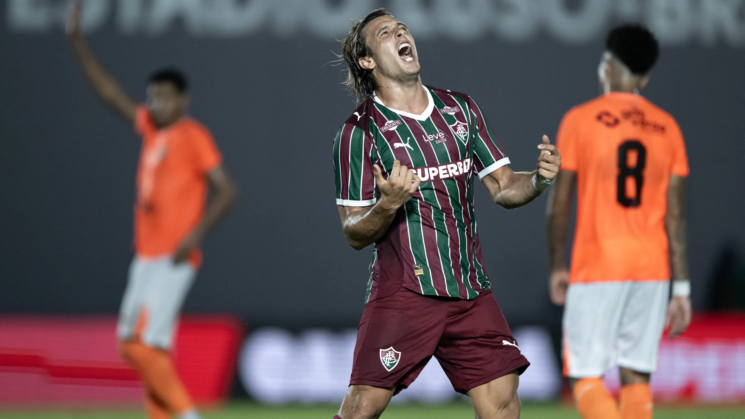 RJ – RIO DE JANEIRO – 22/01/2026 – CARIOCA 2026, NOVA IGUACU X FLUMINENSE – Canobbio jogador do Fluminense lamenta durante partida contra o Nova Iguacu no estadio Luso Brasileiro pelo campeonato Carioca 2026. Foto: Jorge Rodrigues/AGIF