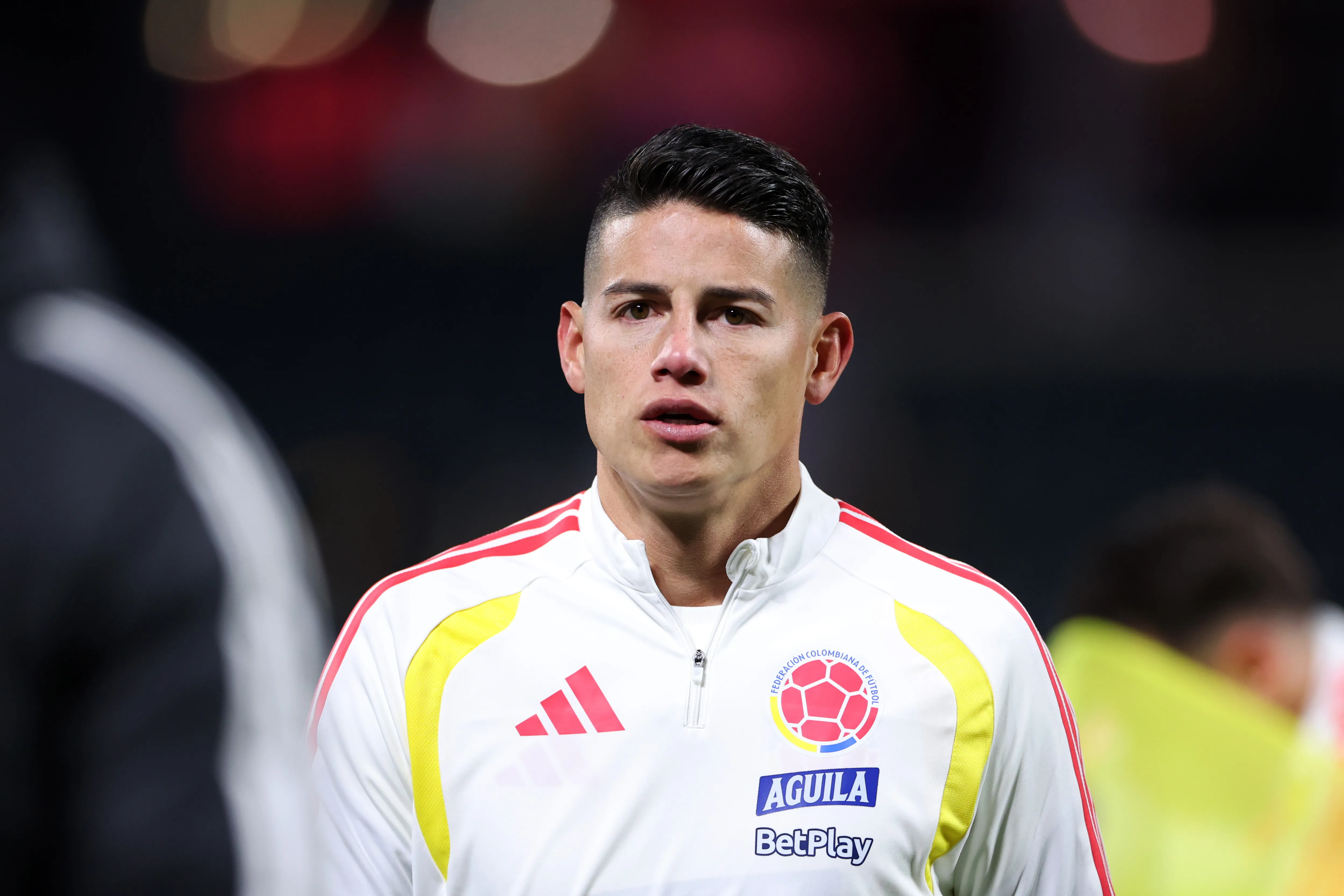 James Rodriguez of Colombia warms up prior to the International Friendly match between Colombia and Australia at Citi Field on November 18, 2025 in New York City. (Photo by Jordan Bank/Getty Images)