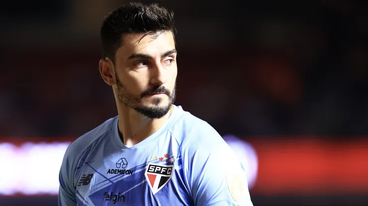 Rafael, goleiro do São Paulo, durante partida contra o Libertad no estadio Morumbi pelo campeonato Copa Libertadores 2025. Foto: Marcello Zambrana/AGIF