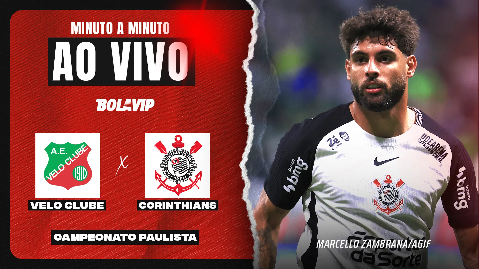 Velo Clube x Corinthians AO VIVO - Onde assistir jogo em tempo real pelo Campeonato Paulista