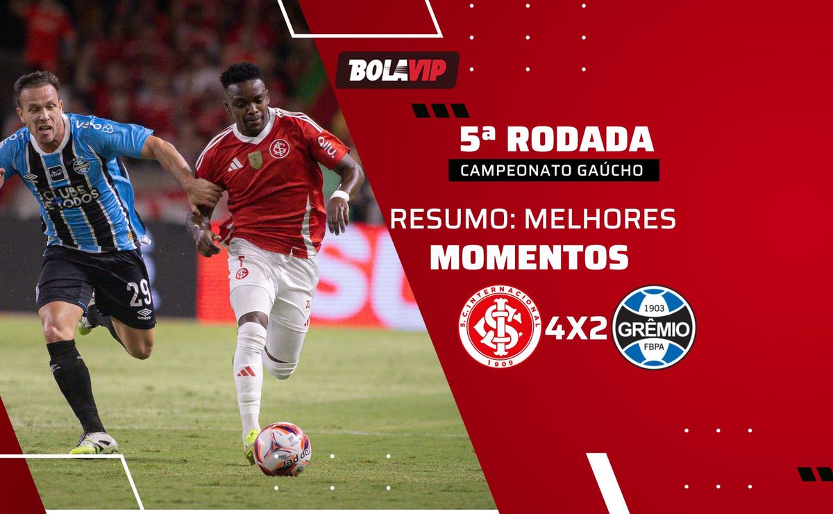 Inter 4 x 2 Grêmio: resumo completo da virada do Inter em cima do Grêmio com três gols em nove minutos no Gre-Nal 449 pelo Campeonato Gaúcho