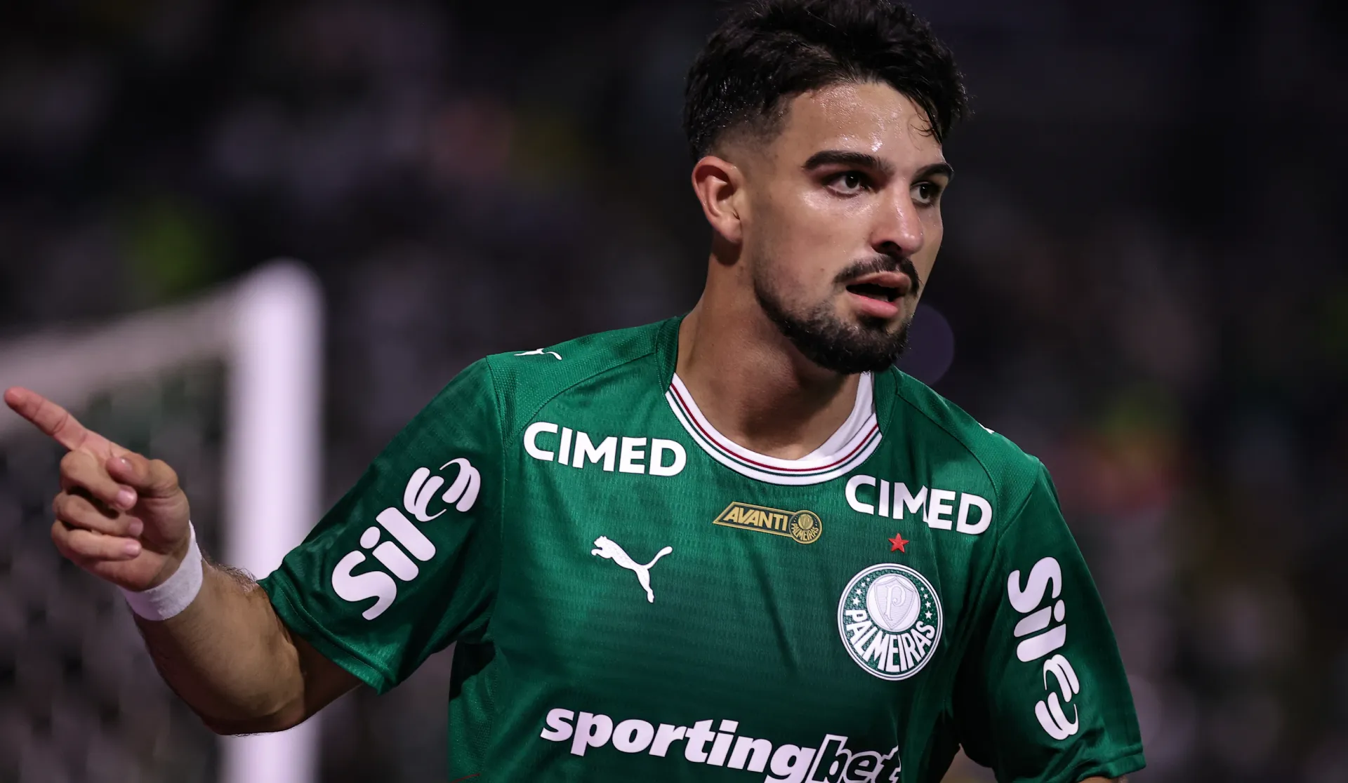 Flaco López comemorando pelo Palmeiras no Paulistão 2026 – Foto: Fabio Giannelli/AGIF