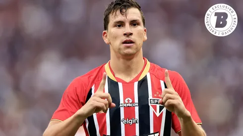 Tapia jogador do São Paulo comemora seu gol durante partida contra o Corinthians no estádio Arena Corinthians pelo campeonato Paulista 2026. Foto: Marcello Zambrana/AGIF