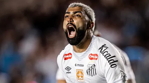 Gabigol comemorando gol pelo Peixe. Foto: Raul Baretta/ Santos FC