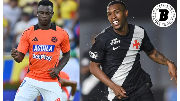 Hinestroza irá reforçar o ataque do Vasco após a saída de Rayan - Fotos: Gabriel Aponte/Getty Images e Thiago Ribeiro/AGIF