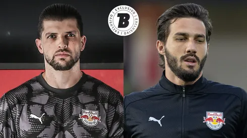 Tiago Volpi x Cleiton. Fotos: Ari Ferreira/Red Bull Bragantino e Joisel Amaral/AGIF