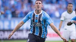 Miguel Monsalve (Grêmio) celebrando seu gol contra o Juventude, no dia 31.01.2026. Foto: Maxi Franzoi/AGIF