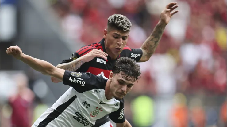 Bidon, do Corinthians, durante partida contra o Flamengo no estadio Mane Garrincha pelo campeonato Super Copa Do Rei 2026. F