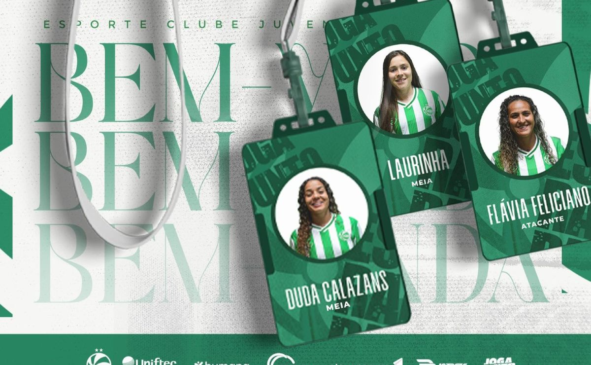 Juventude confirma Duda Calazans, Laurinha e Flávia Feliciano para reforçar elenco em 2026