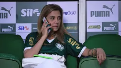 Leila Pereira antes do jogo do Palmeiras