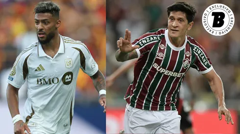Bouanga e Cano podem ser companheiros no Fluminense – Fotos: Richard Pelham/Getty Images e Thiago Ribeiro/AGIF