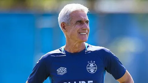 Luís Castro no Grêmio. Foto: Lucas Uebel/Grêmio