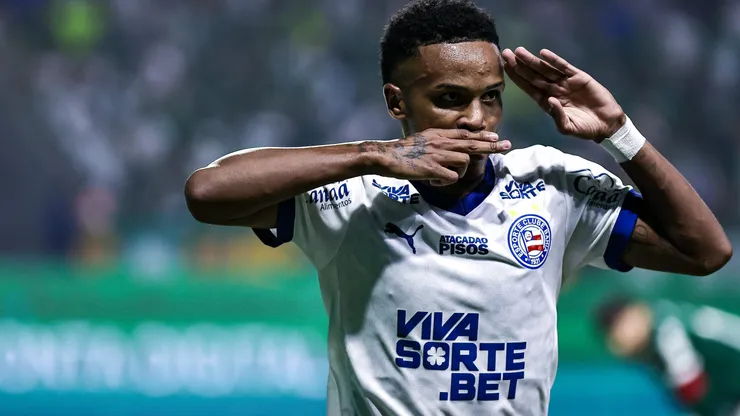 SP - SAO PAULO - 27/04/2025 - BRASILEIRO A 2025, PALMEIRAS X BAHIA - Kayky jogador do Bahia comemora seu gol durante partida contra o Palmeiras no estadio Arena Allianz Parque pelo campeonato Brasileiro A 2025. Foto: Fabio Giannelli/AGIF