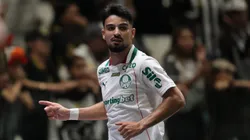 MG - BELO HORIZONTE - 28/01/2026 - BRASILEIRO A 2026, ATLETICO X PALMEIRAS - Flaco Lopez jogador do Palmeiras comemora seu gol durante partida contra o Atletico no estadio Arena MRV pelo campeonato Brasileiro A 2026. Foto: Gilson Lobo/AGIF