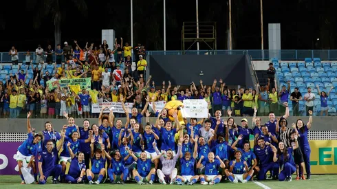Seleção Sub-20 comemorando a vitória. Foto: Rafael Ribeiro/CBF