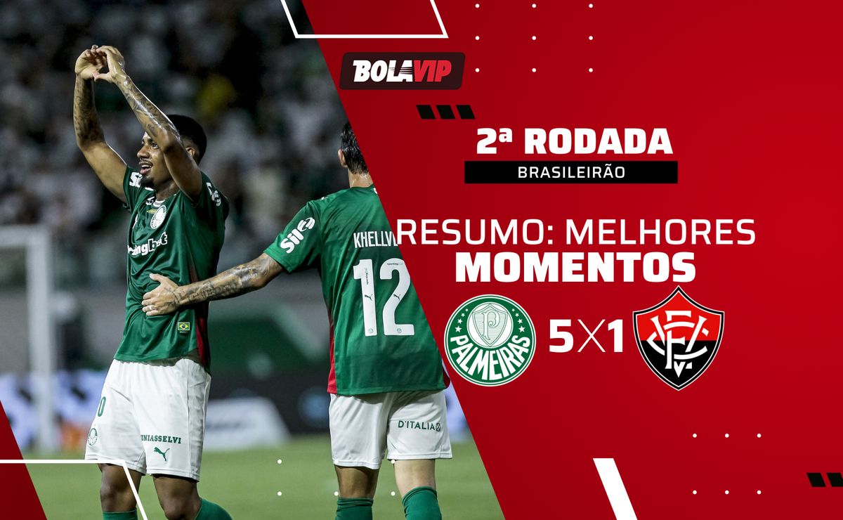 Palmeiras 5 x 1 Vitória: Resumo completo da goleada do Verdão sobre o Vitória pelo Brasileirão