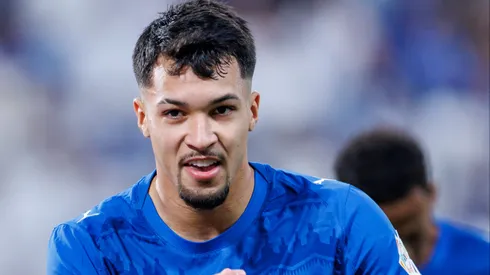 Marcos Leonardo of team Al-Hilal FC celebrates scoring their first goal during the Saudi Pro League match between Al Hilal and Al Shabab at Kingdom Arena on October 31, 2025 in Riyadh, Saudi Arabia. (Photo by Abdullah Ahmed/Getty Images)
