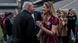 Osmar Stabile, presidente do Corinthians e Leila Pereira, presidente do Palmeiras, durante partida contra o Corinthians no estadio Arena Barueri pelo campeonato Super Copa Do Brasil Feminino 2026. Foto: Marco Miatelo/AGIF