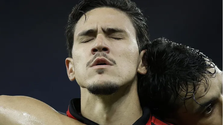 Pedro jogador do Flamengo comemora seu gol durante partida contra o Sampaio Correa no estadio Maracana pelo campeonato Carioca 2026. Foto: Andre Mourao/AGIF