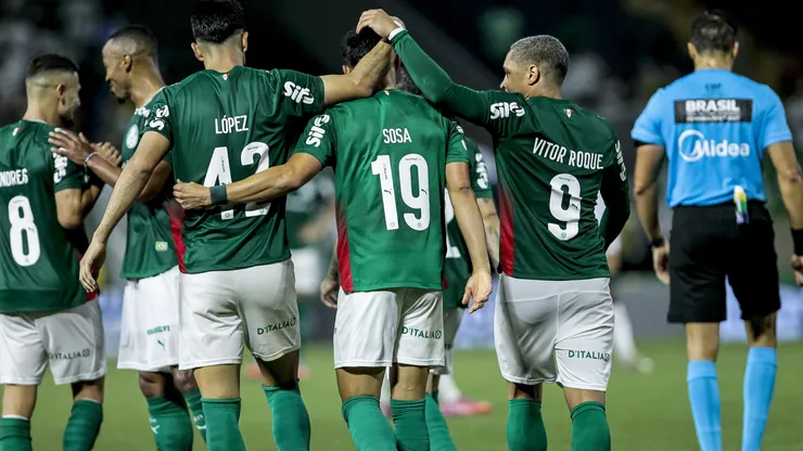 Ramón Sosa jogador do Palmeiras comemora seu gol durante partida contra o Vitoria no estádio Arena Barueri pelo campeonato Brasileiro A 2026. Foto: Marco Miatelo/AGIF