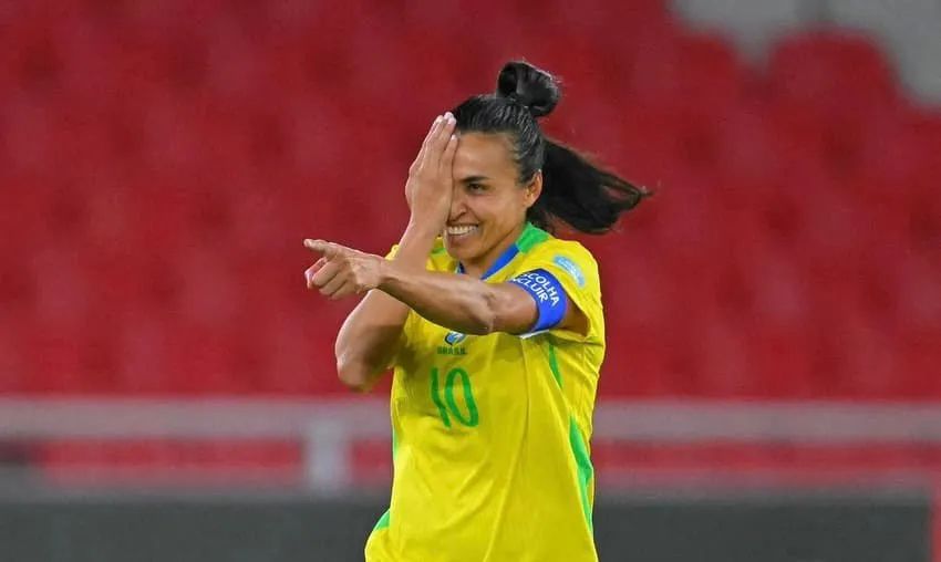 Marta vestindo a Amarelinha. Foto: Divulgação/CONMEBOL