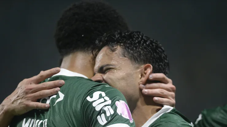Bruno Rodrigues jogador do Palmeiras comemora seu gol durante partida contra o Juventude no estadio Arena Allianz Parque