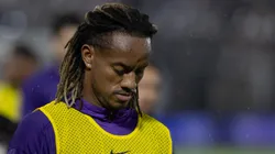 André Carrillo jogador do Corinthians lamenta durante partida contra o Bragantino no estadio Cicero De Souza Marques pelo campeonato Paulista 2026. Foto: Joisel Amaral/AGIF