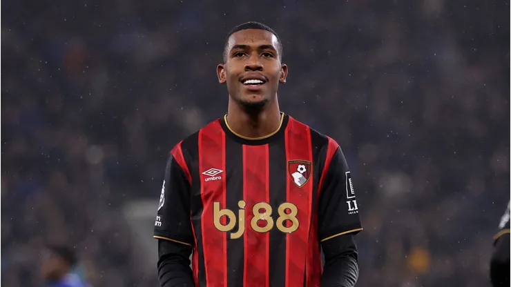Rayan of AFC Bournemouth celebrates scoring his team's first goal during the Premier League match between Everton and Bournemouth at Goodison Park on February 10, 2026 in Liverpool, England. (Photo by Carl Recine/Getty Images)
