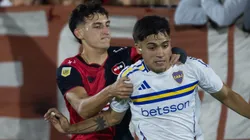 Tomás Pérez (à esquerda) ganhando grande destaque no Newell's, da Argentina.