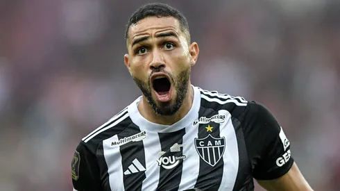 Alan Kardec durante passagem pelo Atlético-MG comemora seu gol durante partida contra o Flamengo no estádio Maracanã pelo campeonato Copa Do Brasil 2024.
