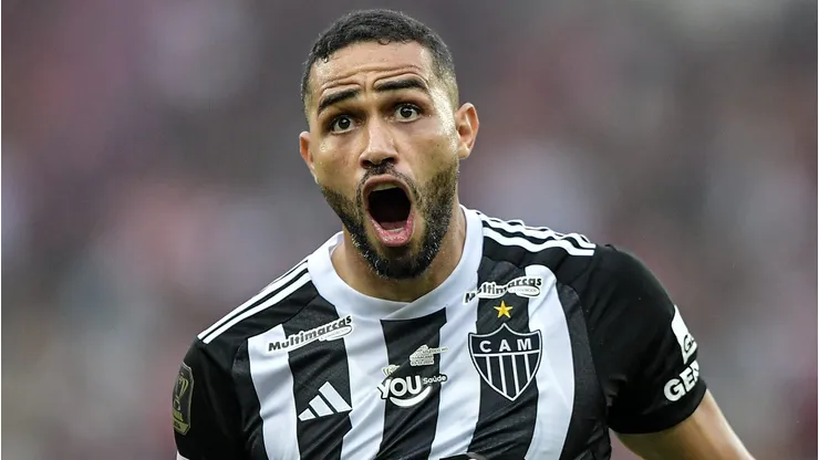 Alan Kardec durante passagem pelo Atlético-MG comemora seu gol durante partida contra o Flamengo no estádio Maracanã pelo campeonato Copa Do Brasil 2024.