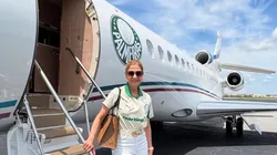 Leila Pereira em viagem com o Palmeiras. Foto: reprodução/Instagram/@leilapereira