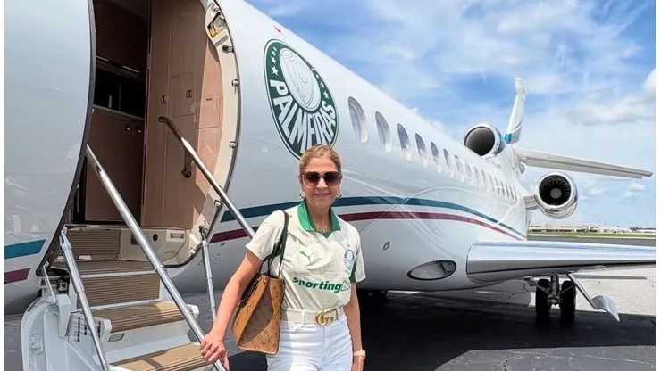 Leila Pereira em viagem com o Palmeiras. Foto: reprodução/Instagram/@leilapereira
