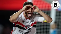 Calleri jogador do São Paulo comemora seu gol durante partida contra o Grêmio. Foto: Marcello Zambrana/AGIF